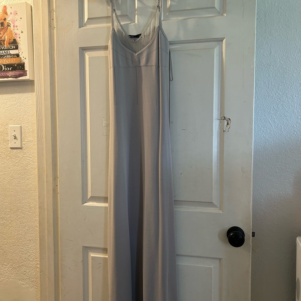 Zara Light Gray Slip Maxi Dress